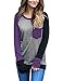 EMVANV Women's Soft Color Block Baseball Long Sleeve Pullover Tunic Top