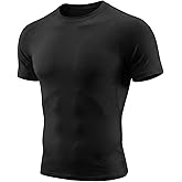 VanKee Men’s Compression Shirt Short Sleeve Athletic Top Sports T-Shirt Undershirt Base Layer Shirts Tight for Workout Gym