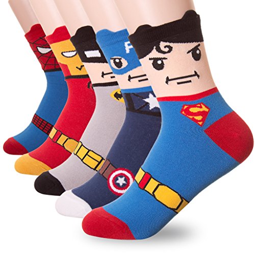 Superhero print crew socks,one size
