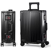 VentureVault All Aluminum Carry On Luggage 22x14x9 Airline Approved,Hard Shell Carry On Luggage, Zipperless Luggage Aluminum Suitcase Luggage (black, 20inch)