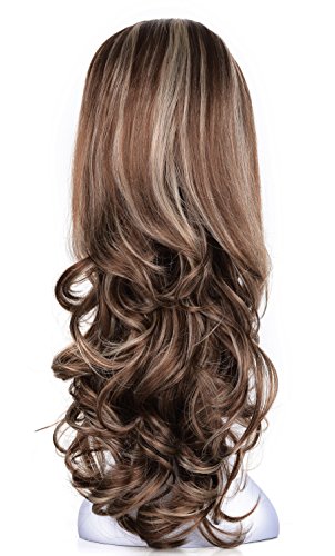 OneDor 23" Curly 3/4 Ladies Half Wig Kanekalon Hair Synthetic Wigs with Comb on a Mesh Head Cap (R1224B)