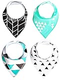 Absorbent Baby Bandana Bibs with Snaps - Cotton Drool Bibs for Boys&Girls by Bambini Mini