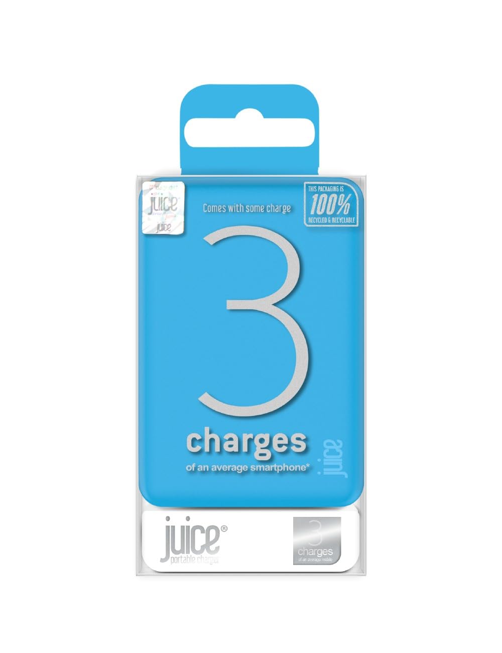 Juice Power Bank 10000mAh Portable Charger with 3 Ports (2×USB-A + USB-C) Fast Charging Battery Pack Up to 3 Full Charges for Smartphones & Tablets – Aqua