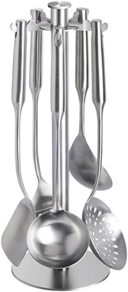 XMZFQ Kitchen Utensils Set Stainless Steel Cooking Utensil Set with Stand Heat Resistant and Nonstick Cooking Gadgets Tool (6 Piece)
