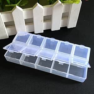 Generic - Caja de almacenamiento rectangular de plástico con 10