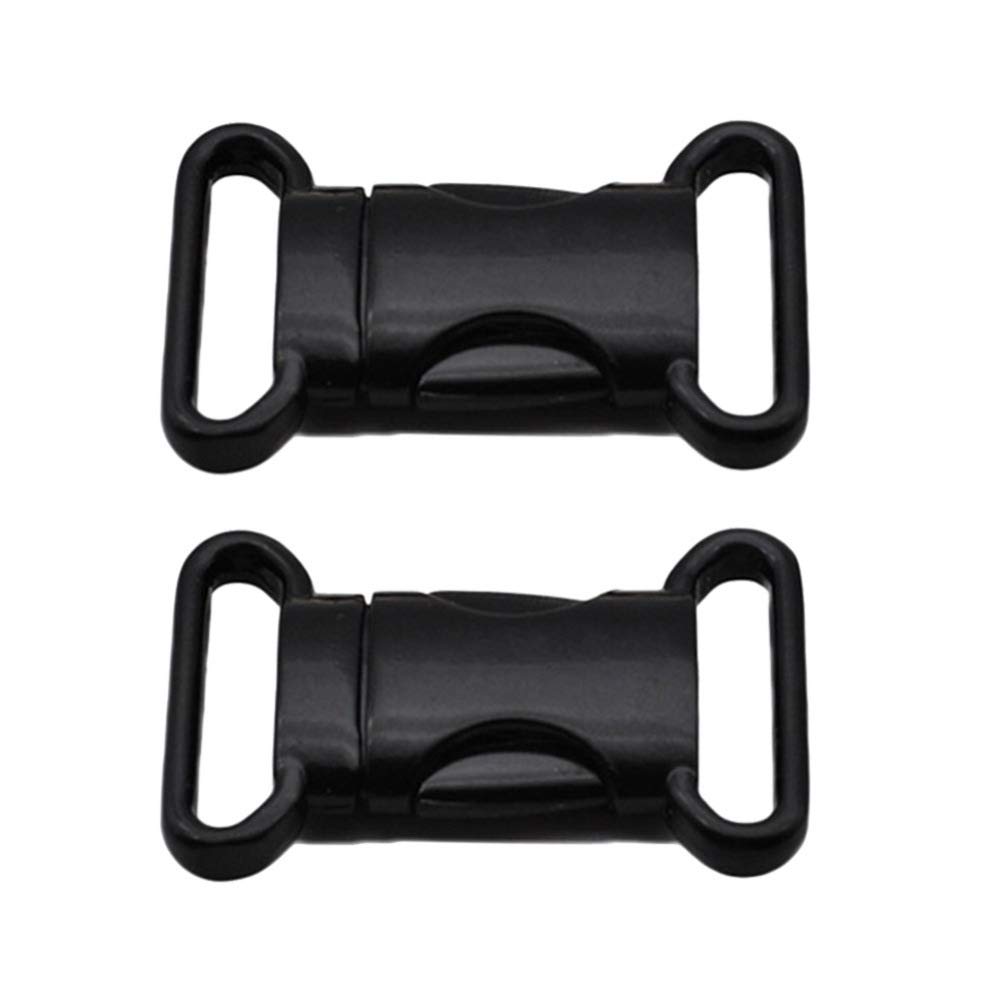 HEALLILY 2pcs Metal Side Release Buckles Adjustable Quick Release Clips DIY Craft Accessories for Paracord Backpack Fanny Pack Dog Collars 20mm (Black)