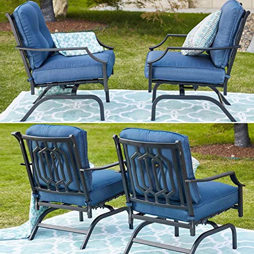 Top Space Patio Chairs Outdoor Rocking Chair Bistro Set Patio Conversation Set,Motion Metal Outdoor Furniture with 2 Outdoor Chairs