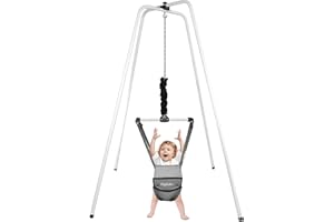 Hapbabe 2 in 1 Baby Jumper with Stand, Premium Spring, for Infant 6-12 Months, Baby Walking Harness Function, Easy to Fold and Storage, Grey