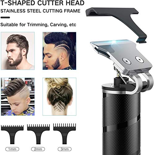 Tagliacapelli Uomo Professionale,Elettrico Professionale Trimmer Taglierina,Macchina per Barba,USB Ricaricabile Hair Trimmer T-Outliner Tagliacapelli con 3 Pettini per Bambini,Adulti,e Barbiere
