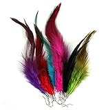 YARUIE Mix Color Tibetan Jaderic Natural Feather Dangling Earrings 6 Pairs (Random Color)