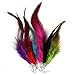 YARUIE Mix Color Tibetan Jaderic Natural Feather Dangling Earrings 6 Pairs (Random Color)