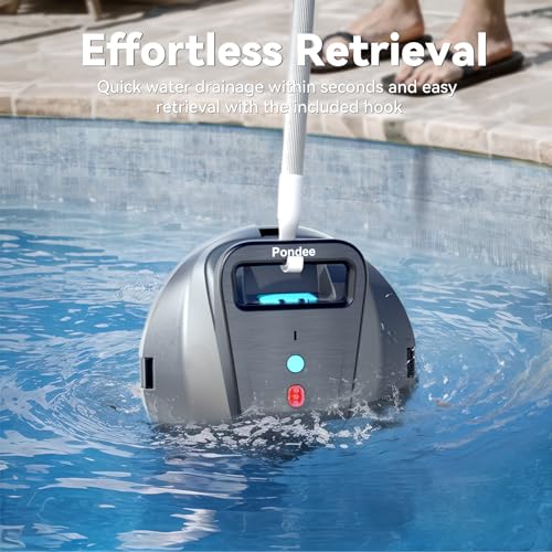 (2026 Upgraded) Pondee X1 Robotic Pool Vacuum, Cordless Pool Cleaner with 120-Min Runtime, Auto-Parking, 2.5h Fast Charging, for Above-Ground & Flat-Bottom Inground Pools up to 850 sq.ft
