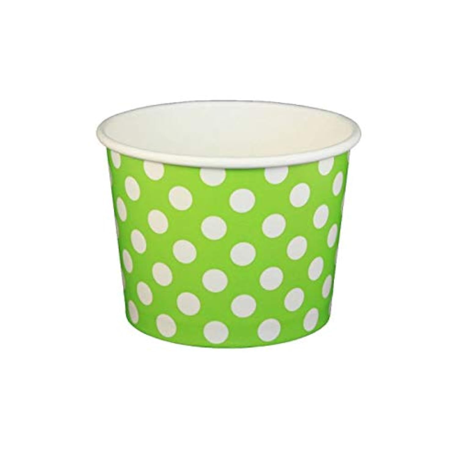 Worlds Paper Ice Cream Cups Polka Dot Paper Yogurt Cups 6OZ Lime Green 50 pack
