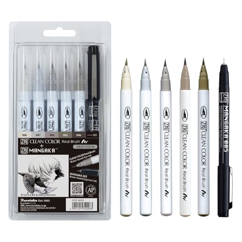 Kuretake Zig Inktober pen set, for Illustration, Manga Drawing, Lettering and Calligraphy, Professional Artist, Made in Japan (Special 24(6pcs.))
