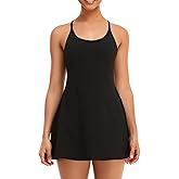 Women's Tennis Dress With Built-in Bra & Shorts Pockets - Workout Exercise Dress for Golf and Athletic Activities