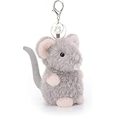 Apricot Lamb Gray Rat Mouse Cute Keychain, Soft Stuffed Plush Toy Keyring for Kids' Backpack, Purse, 4.7 Inches