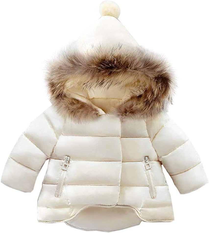 Baby Girls Boys Hooded Snowsuit Winter Warm Fur Collar Hooded Down Windproof Jacket Outerwear
