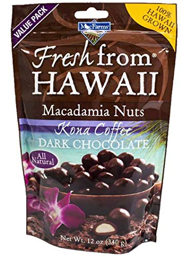 Macadamia Nuts Kona Coffee Dark Chocolate - 12 ounce bag (340g)