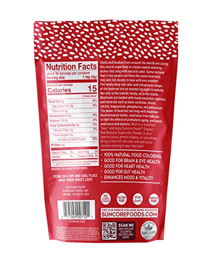 Suncore Foods - 100% Organic Red Beet Natural Supercolor Powder
