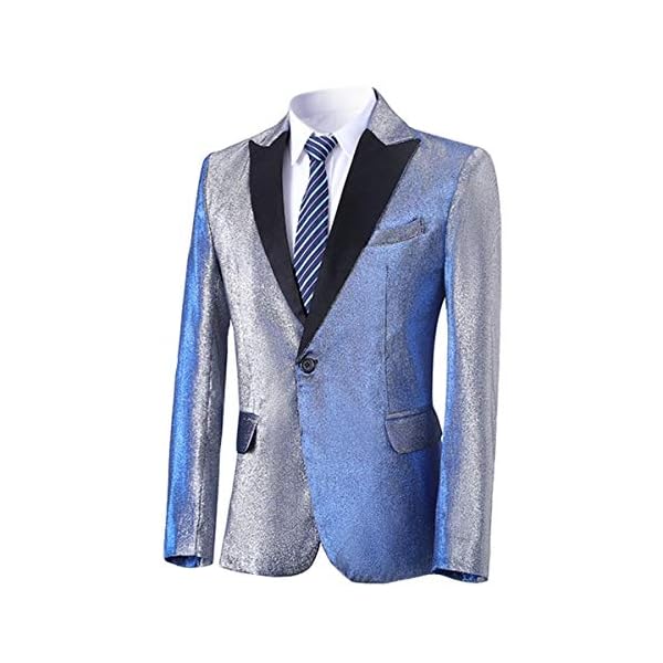 Mens Shimmer Dress Suit Jacket 1 Button Tux Blazer Dinner Sport Coat - Image 3