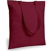 TOPDesign 6-Pack Economical 16"x15" Burgundy Cotton Tote Bags, Lightweight Medium Reusable Grocery Shopping Cloth Bags, Suitable for DIY, Advertising, Promotion, Gift, Activity