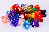 25 Count Assorted Pack of 8 Sided Dice - Multi Colored Assortment of D8 Polyhedral Dice