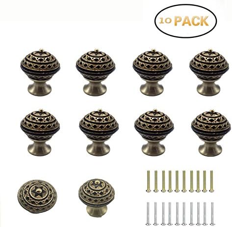 Tonena Antique Gold and Black Acrylic Round Decorative l Knobs and Pulls Knobs Handles for Kitchen Furniture Door Drawer Cabinet Dresser Closet Wardrobe Cupboard Bathroom - Pack of 10