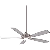 Minka-Aire F1000-BN/SL Dyno 52 Inch Indoor Ceiling Fan with Integrated LED 16W Dimmable Light in Brushed Nickel Finish and Si