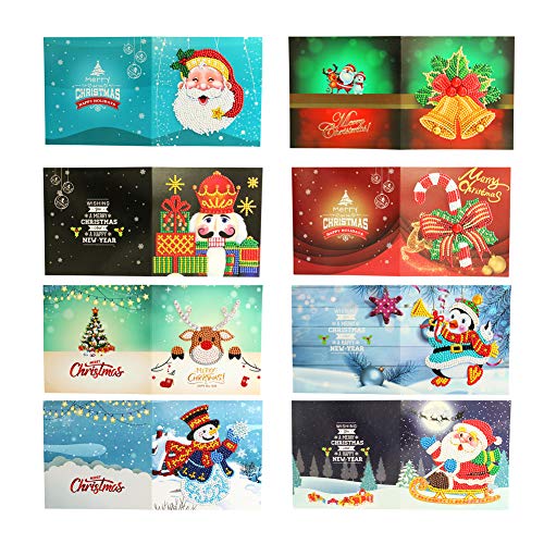 8pcs Christmas Cards 5D DIY Diamond Painting Greeting Card Special-Shaped Birthday Festival Gifts Mosaic Making Art Craft