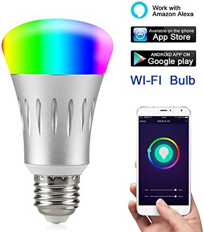 Smart Light Bulb, MITUTEN WiFi LED Bulb Dimmable RGB Color Changing/Time Setting/Remote Control Multicolored Light Bulb E27 7W(60W Equivalent) Compatible with Echo Alexa Google Home Assistant