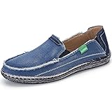VILOCY Men's Slip On Deck Shoes Canvas Loafer Vintage Flat Boat Shoes