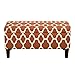 HomePop Large Upholstered Rectangular Storage Ottoman Bench with Hinged Lid, Orange Geometric
