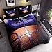 HTgroce 3D Sports Basketball Court Bedding Set for Boys, Ultra Soft and Breathable Microfiber Comforter Cover with Zipper Closure, Queen Size,3PCS,1 Duvet Cover+2 Pillow Shams,(No Comforter)