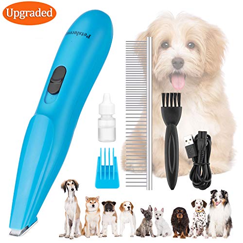 Petslucent Dog Clippers, Pet Grooming Scissors Kit Professional Cat Hair Clipper Trimmer for Small Dogs, Super Quiet Rechargeable Dog Clippers Brush Comb for Hair Around Claw, Paws, Eyes, Ears, Feet