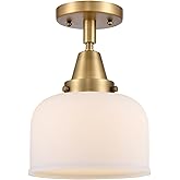 Innovations 447-1C-BB-G71 Transitional One Light Flush Mount from Franklin Restoration Collection in Brushed Brass Finish,