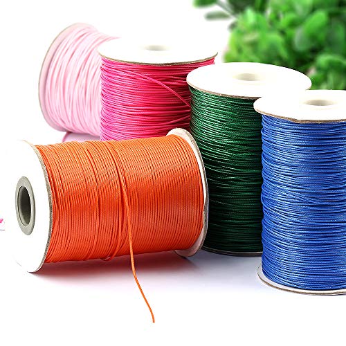 Yzsfirm 1 Roll 1mm Waxed Cord 175 Yards Thread Spool String Light Pink Tag Rope for Jewelry Sewing and Necklace Shoelaces DIY Making - Thumbnail 2