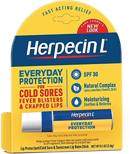 Herpecin L Lip Balm Stick with SPF30 and Lysine; Protects & Treats Cold Sores & Fever Blisters, Chapped Lips, 0.1oz - 2 Pack