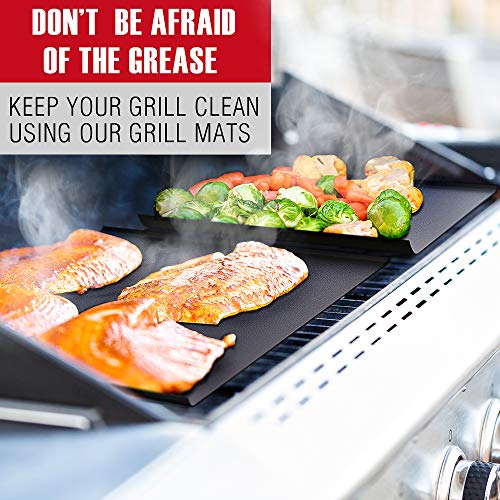 No.1 Bristle Free Safe Grill Brush and Scraper + 2 Heavy Duty BBQ Grill Mats | Stainless Steel Wire 17" BBQ Cleaning Brush for All Grill Grates - Weber Gas, Porcelain Ceramic Iron | Superior Value Set - Thumbnail 3