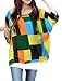 Allegra K Women Geometric Prints Sheer Oversize Batwing Tops Blouse Plus Size