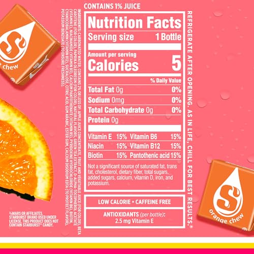 SPARKLING ICE STARBURST ORANGE, ZERO SUGAR FLAVORED SPARKLING WATER, WITH VITAMINS AND ANTIOXIDANTS, LOW CALORIE BEVERAGE, 17 FL OZ BOTTLES (PACK OF 12).