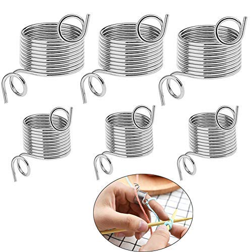 VintageBee 6 Pack Metal Yarn Guide Knitting Thimble Finger Ring for Crochet Knitting Crafts Accessories Tool，2 Size