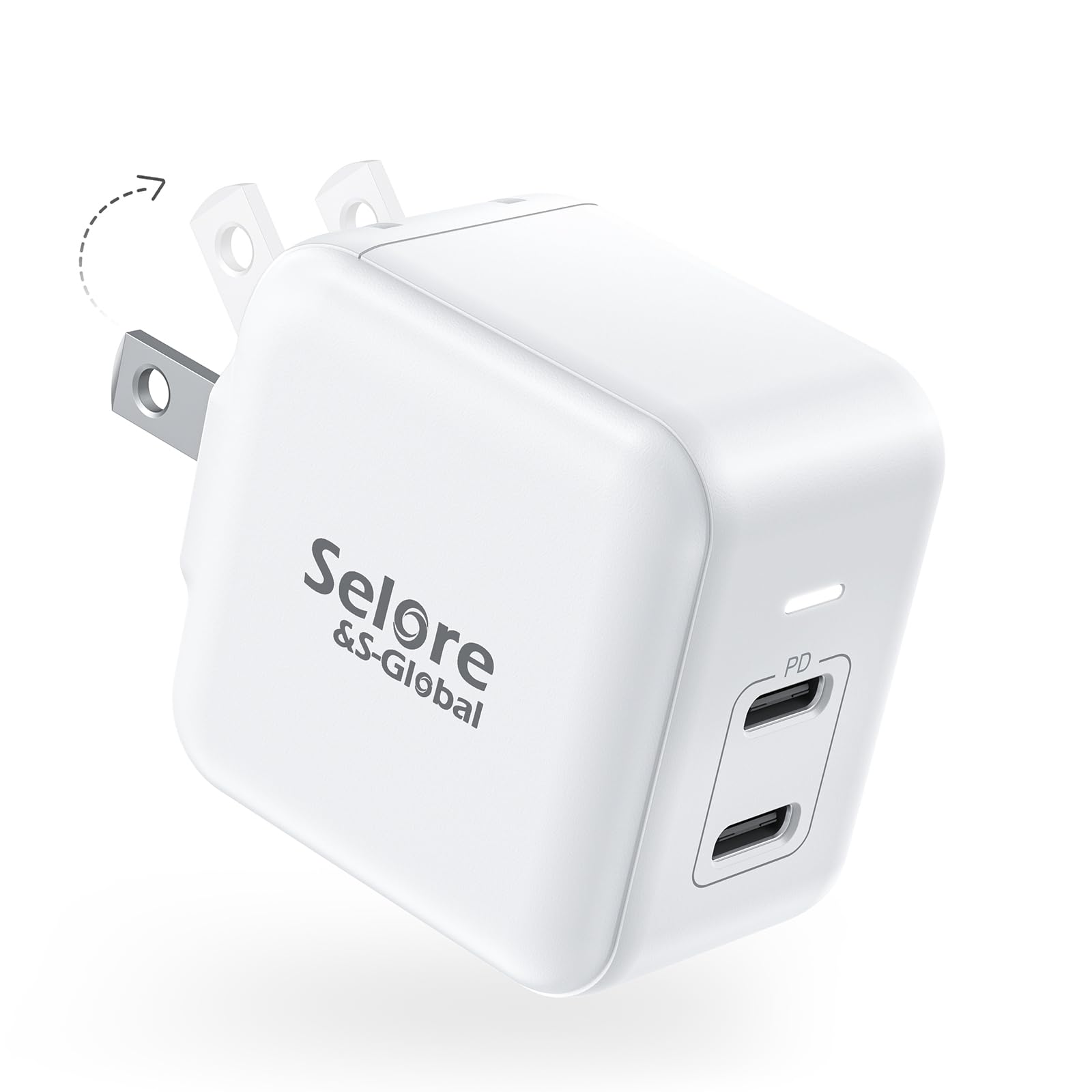 USB C Charger Block, 40W Fast Type C Charging Block Dual Port USB-C Power Adapter Wall Plug Foldable GaN Charger Cube for 17/16/15 Plus/Pro/Pro Max/14/13/12/11 Series, Samsung, Pixel, iPad