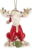 Lenox 2017 Marcel The Bedtime Moose Ornament Red pajamas Eggnog Candy cane