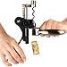 Wine Opener Set - Corkscrew, Foil Cutter, Vacuum Wine Stopper, Extra Spiral and Stand - Open a Bottle in 3 Steps
