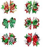 Mookiraer Christmas Cute Baby's and Girl's Grosgrain Hair Bows Hair Clips Barrettes 6 Pack (SD565)
