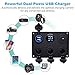 Cllena Dual USB Socket Charger 2.1A&2.1A + LED Voltmeter + 3-Socket 12V Cigarette Lighter Power Outlet Adapter + ON-Off Toggle Switch Multi-Functions Panel for Car Marine Boat Rv Truck Mobiles (Blue)