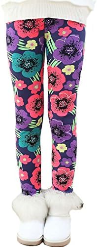 Fitcat Toddler Kids Girls Pants Winter Thick Fleece Lined Christmas Leggings Tights (Tri Color Plum, 4T)