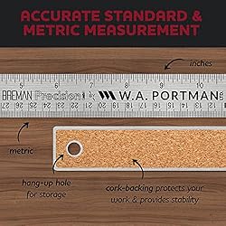 Breman Precision Metal Ruler 24 Inch Cork Back