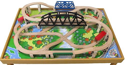 wooden train track table