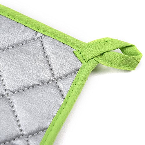 100% Cotton Kitchen Everyday Basic Terry Pot holder Heat Resistant Coaster Potholder for Cooking and Baking Set of 5 Apple Green